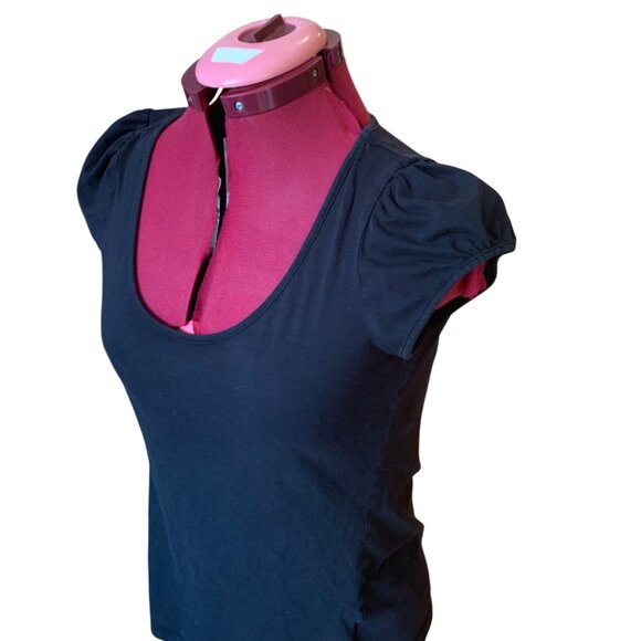 DIVIDED by H&M - Black - Short Puff-Sleeve Cotton Top – Size 10 - Picture 3 of 6